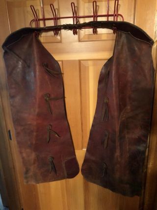 Vintage Old Montana Western Leather Cowboy Chaps With Interesting History