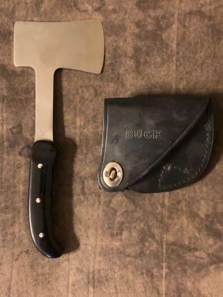 Vintage Buck 106 Hunting Axe Hatchet Micarta Handle Black Leather Sheath