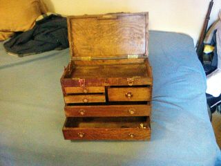 Vintage Antique Oak Tool Box