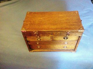 vintage antique oak tool box 4