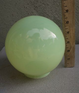1 Antique Vaseline glass shade PART Newel post lamp sconce Vintage Uranium Opali 3