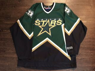 Dallas Stars Vintage Jersey Ccm Xl Green 90s Home Green Nhl Hockey Made Canada