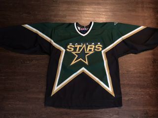 Dallas Stars Vintage Jersey CCM XL Green 90s Home Green NHL Hockey Made Canada 5