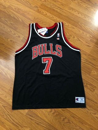 Vintage Toni Kukoc Chicago Bulls Champion Jersey 52 2xl Rare Black Jordan