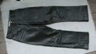 Vintage Lewis Leathers Jeans / Trousers Black Leather Silver Zips 28/30?