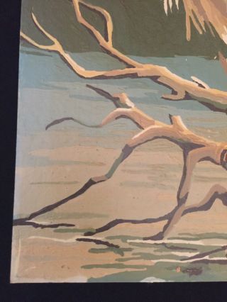 Vintage 1950s Paint by Numbers Egret Crane Heron Bird Finished Painting Art 3