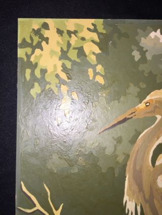 Vintage 1950s Paint by Numbers Egret Crane Heron Bird Finished Painting Art 5
