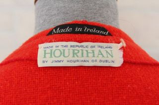 Vtg Jimmy Hourihan Ireland Red Wool Tweed Cape Poncho Coat With Hood & Pockets 4