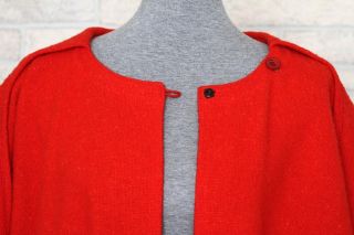 Vtg Jimmy Hourihan Ireland Red Wool Tweed Cape Poncho Coat With Hood & Pockets 5