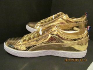 RARE PUMA CLYDE GOLD LIMITED EDITION NBA ALL - STAR GAME MODEL 360646 - 01 SIZE 13 5