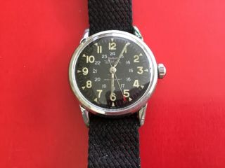 Vintage Waltham Military Watch Sweep Second With Military Band