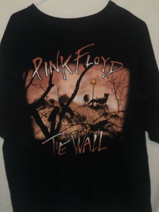 Vintage Pink Floyd The Wall Missing Size Tag Concert T Shirt Double Sided
