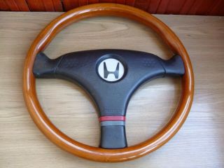 Rare Wooden Honda Acess Civic Crx Momo Steering Wheel Size 35cm
