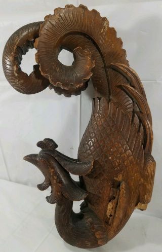 Vintage Chinese Wooden Phoenix Carving