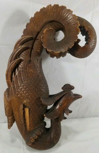 Vintage Chinese Wooden Phoenix Carving 3