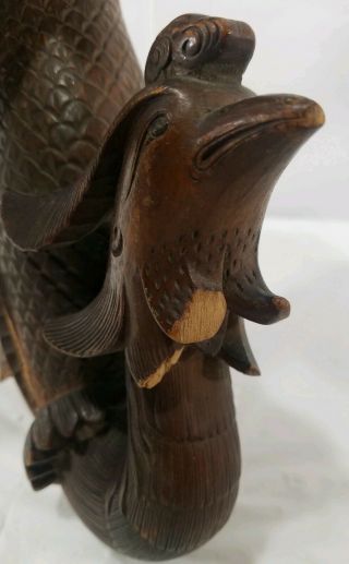 Vintage Chinese Wooden Phoenix Carving 5