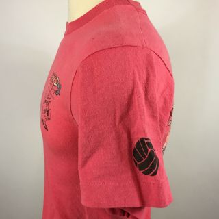 Vintage 80s 90s Crop Top Cut T Shirt Hot Pink Salty Dog Surf Shop Beach Volley 7