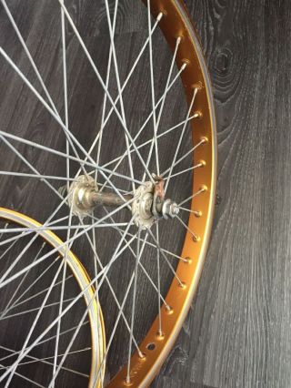 Vintage Araya 7C 20x1.  75 Wheels Old School Bmx Shimano 1970’s 80’s Rims Gold Jmc 3