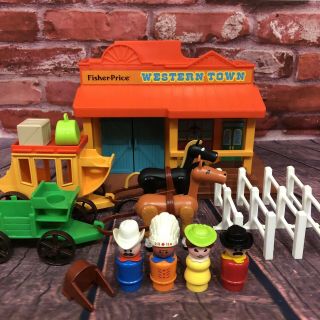 Vintage Fisher Price Play Family Little People Western Town 934 Complete 1982