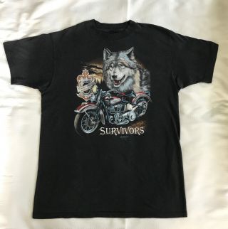 Vtg 1989 3d Emblem Harley Davidson Motorcycles T - Shirt Survivors Ride Maui Hi