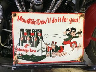 Vintage Porcelain 61 Mountain Dew Sign Coca - Cola Pepsi 7 - Up Dr.  Pepper