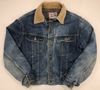 Vtg 60s Lee Storm Rider Denim Jacket Blanket Lined Size 38 Small Union Made Usa