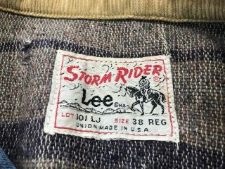 VTG 60s Lee Storm Rider Denim Jacket Blanket Lined Size 38 Small Union Made USA 6