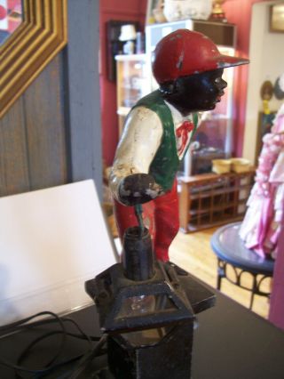Vintage Antique Black Americana Lawn Jockey Statue Figure Table Mini Lamp 4
