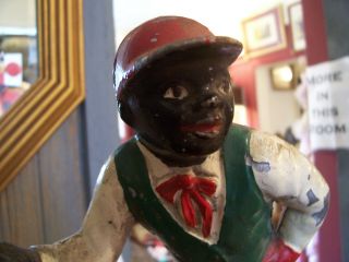 Vintage Antique Black Americana Lawn Jockey Statue Figure Table Mini Lamp 8