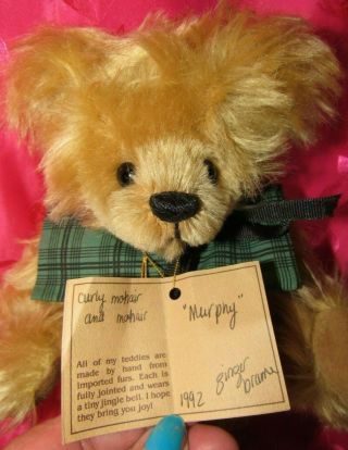 Vintage Adorable 12 " Ooak Butterscotch Mohair Teddy Bear Artist Ginger Brame