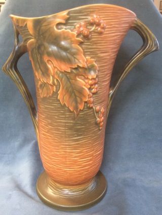 Vintage Roseville Pottery Bushberry Russet Vase 38 - 12 5