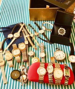 Joblot Of Vintage Old Watches.  Steampunk.  26 Watches - Chanel Goldplate