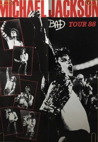 Vintage Poster Michael Jackson Bad Tour 88 Pin - Up Promo Pop Music Memorabilia