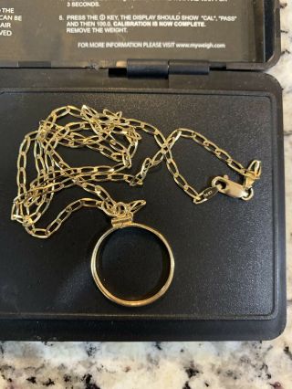 14k Solid Gold Necklace,  Vintage And Very Unique With 14k Coin Bezel W/screw Top
