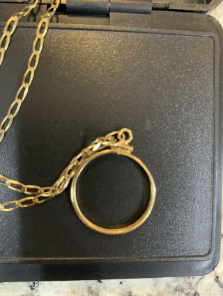 14k Solid Gold Necklace,  Vintage And Very Unique With 14k Coin Bezel W/Screw Top 6