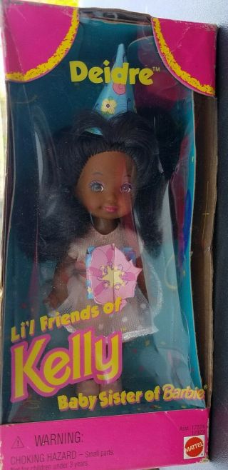 Rare 1996 Mattel Barbie Lil Friends Of Kelly Deidre Birthday 4” Aa Doll Nib