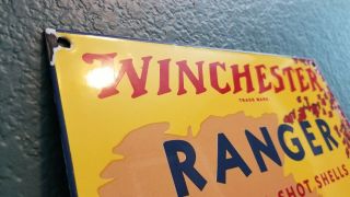 VINTAGE WINCHESTER PORCELAIN RANGER 12 GAUGE SHOT GUN SHELLS AMMO FIREARM SIGN 5