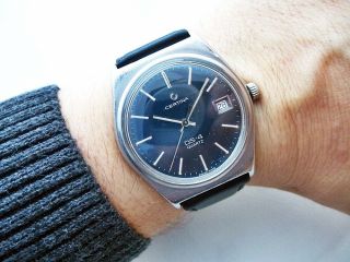 Really Rare Steel Blue Certina Ds 4 Quartz Turtle Vintage Wristwatch 1970 