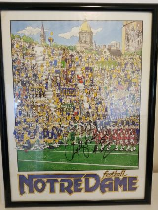 Vintage 1987 Rudy Signed Autographed Notre Dame John Holladay Football Poster