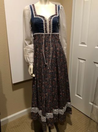 Jessica McClintock Gunne Sax Size 7 Romantic Renaissance Long Dress Costume 2