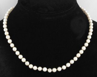 Antique/ Vintage Hand Knotted Pearls Necklace W/ Sterling Silver Clasp