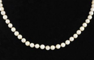 ANTIQUE/ VINTAGE HAND KNOTTED PEARLS NECKLACE w/ STERLING SILVER CLASP 2