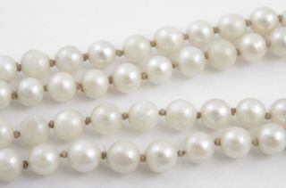 ANTIQUE/ VINTAGE HAND KNOTTED PEARLS NECKLACE w/ STERLING SILVER CLASP 4