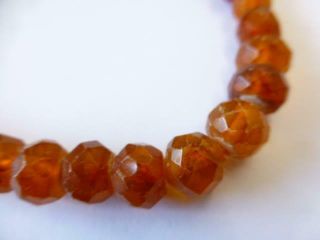 Vintage Row Of Facetted Amber Beads - Necklace C.  1900