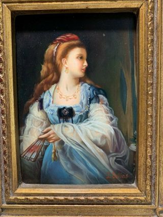 J.  Collins painting in a vintage frame portrait of a women 2