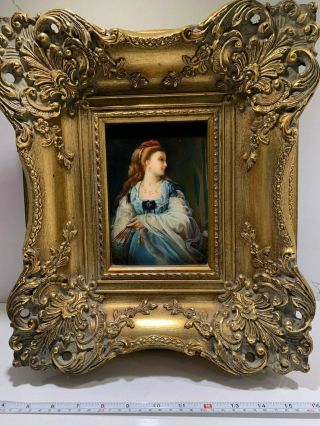 J.  Collins painting in a vintage frame portrait of a women 3