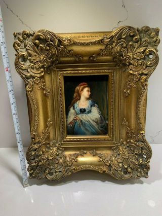 J.  Collins painting in a vintage frame portrait of a women 4