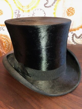 Antique Beaver Pelt Top Hat (gemmill,  Burnham & Co. ) / Size 7 (guess)