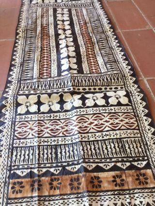 Vintage Tapa Cloth Painting Art Polynesian Tropical Hawaiian 23x75” Tiki Decor