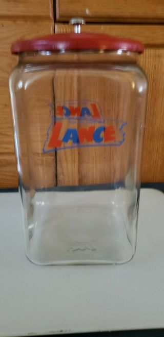 Vintage Large Lance Glass Cookie Jar With Lid - 1960 - 1970